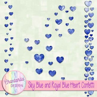 Free sky blue and royal blue heart confetti