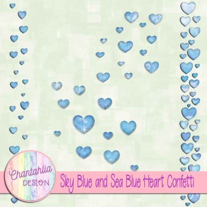 Free sky blue and sea blue heart confetti