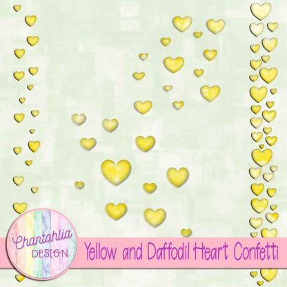 Free yellow and daffodil heart confetti