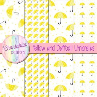 Free yellow and daffodil umbrellas digital papers