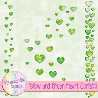 Free yellow and green heart confetti