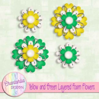 Free yellow and green layered foam flowers