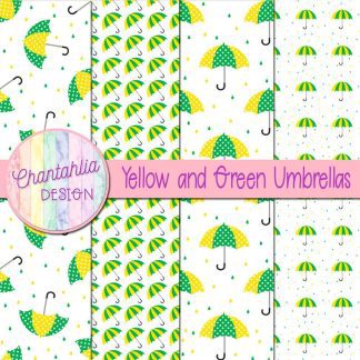 Free yellow and green umbrellas digital papers