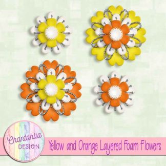 Free yellow and orange layered foam flowers