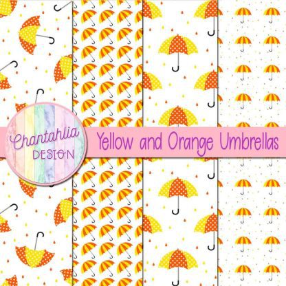 Free yellow and orange umbrellas digital papers