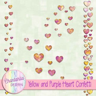 Free yellow and purple heart confetti