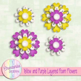 Free yellow and purple layered foam flowers