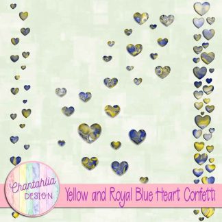 Free yellow and royal blue heart confetti