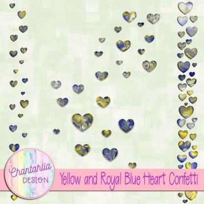 Free yellow and royal blue heart confetti