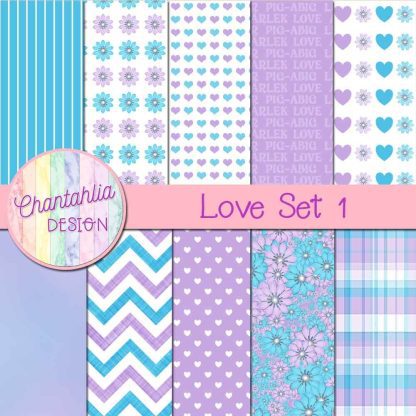 Free digital papers in a Love theme.