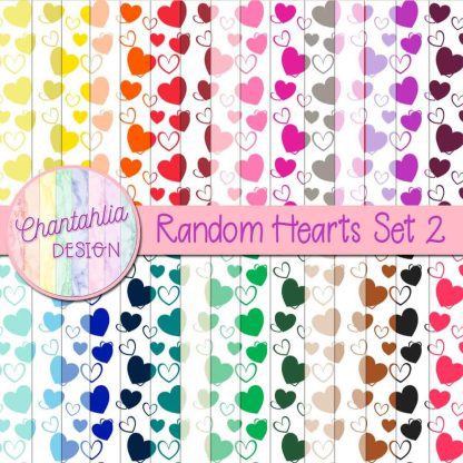 Free digital papers with random hearts designs.