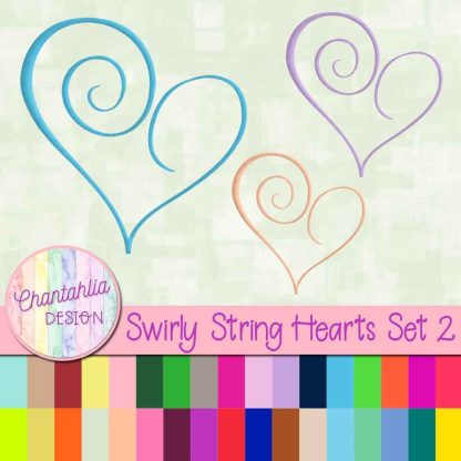 Free swirly string heart embellishments in 36 colours