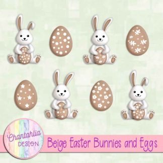 Free beige Easter bunnies and eggs