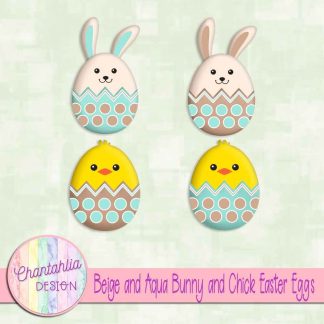 Free beige and aqua bunny and chick Easter eggs