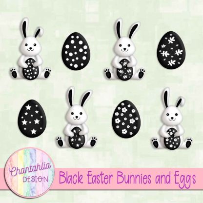 Free black Easter bunnies and eggs