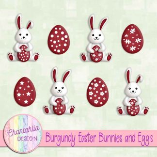 Free burgundy Easter bunnies and eggs