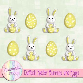 Free daffodil Easter bunnies and eggs