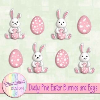 Free dusty pink Easter bunnies and eggs