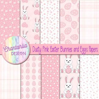 Free dusty pink Easter bunnies and eggs digital papers