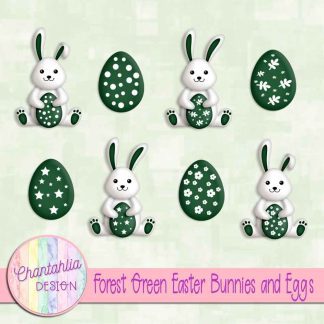 Free forest green Easter bunnies and eggs