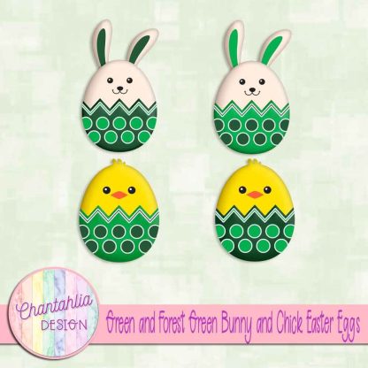 Free green and forest green bunny and chick Easter eggs