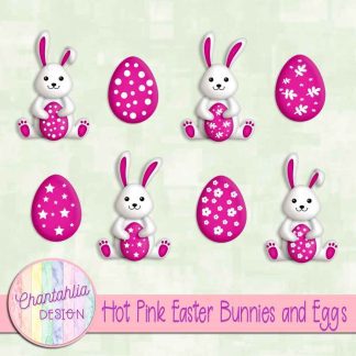 Free hot pink Easter bunnies and eggs