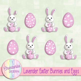 Free lavender Easter bunnies and eggs