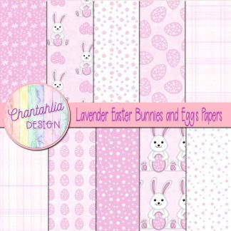 Free lavender Easter bunnies and eggs digital papers