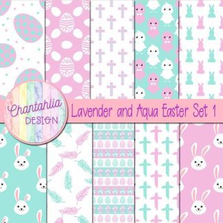 Free lavender and aqua Easter digital papers