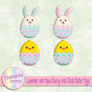 Free lavender and aqua bunny and chick Easter eggs
