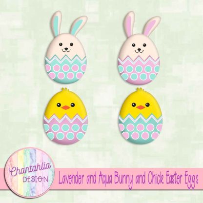 Free lavender and aqua bunny and chick Easter eggs