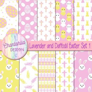 Free lavender and daffodil Easter digital papers