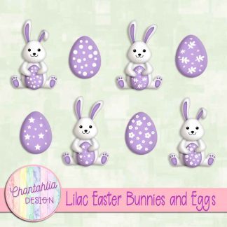 Free lilac Easter bunnies and eggs