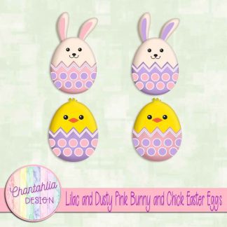 Free lilac and dusty pink bunny and chick Easter eggs