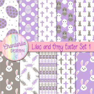 Free lilac and grey Easter digital papers