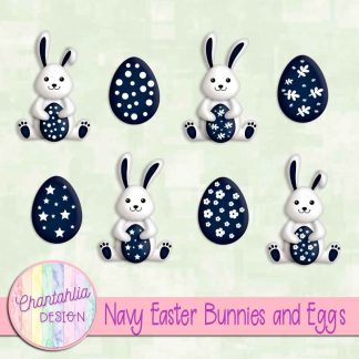 Free navy Easter bunnies and eggs