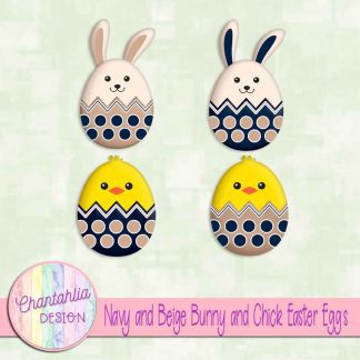 Free navy and beige bunny and chick Easter eggs