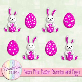 Free neon pink Easter bunnies and eggs