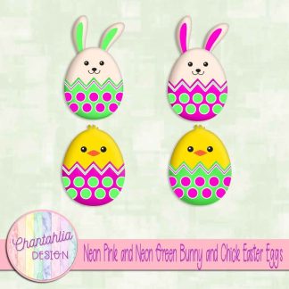 Free neon pink and neon green bunny and chick Easter eggs