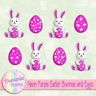 Free neon purple Easter bunnies and eggs