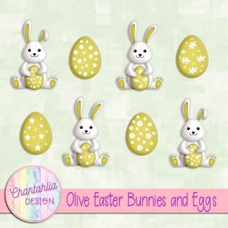 Free olive Easter bunnies and eggs