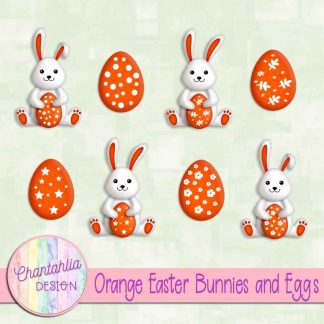 Free orange Easter bunnies and eggs