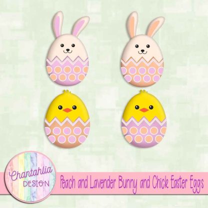 Free peach and lavender bunny and chick Easter eggs