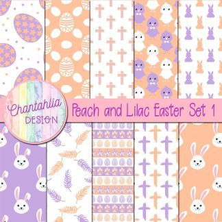Free peach and lilac Easter digital papers