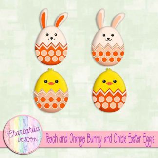 Free peach and orange bunny and chick Easter eggs