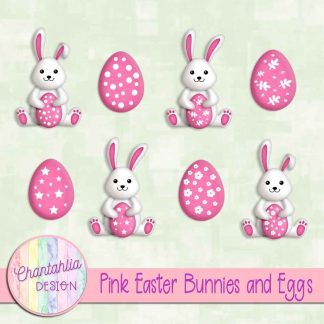 Free pink Easter bunnies and eggs