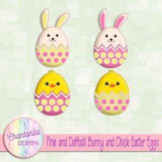 Free pink and daffodil bunny and chick Easter eggs