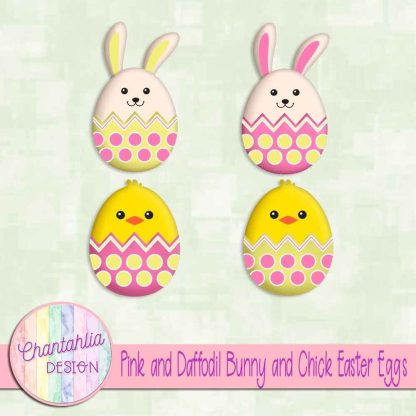 Free pink and daffodil bunny and chick Easter eggs