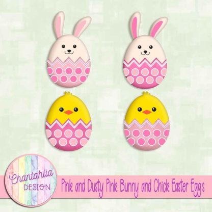 Free pink and dusty pink bunny and chick Easter eggs