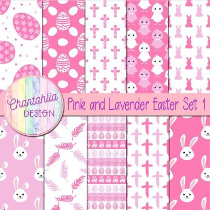 Free pink and lavender Easter digital papers